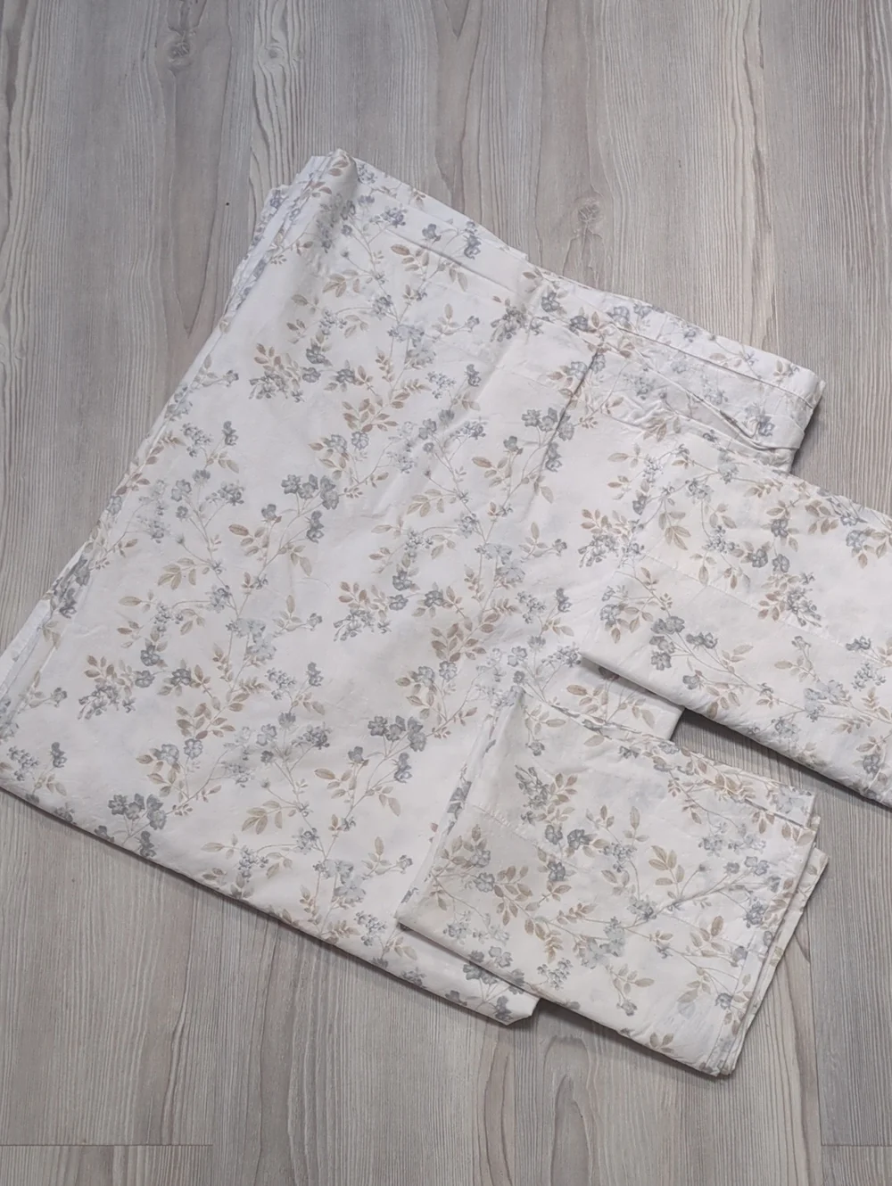 Laura Ashley Full Flat Sheet 2 Pillowcases 3 Piece Blue Floral Cottagecore Cotto